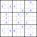 Судоку Х 9х9 #308 очень трудный