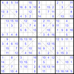 Судоку Х 16х16 #47 легкий