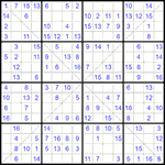 Судоку Х 16х16 #48 легкий