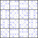 Судоку Х 16х16 #50 легкий
