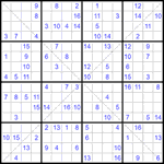 Судоку Х 16х16 #42 очень трудный