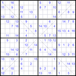 Судоку Х 16х16 #43 очень трудный