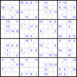 Судоку Х 16х16 #44 очень трудный