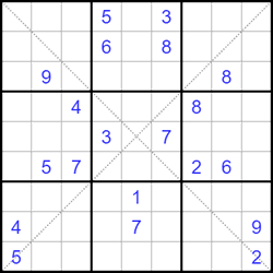 Судоку Х 9х9 #320 трудный