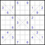 Судоку Х 9х9 #319 очень трудный