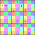 Судоку-мозаика 9х9 #21 очень трудный