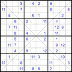 Судоку Х 12х12 #50 трудный