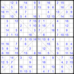 Судоку Х 16х16 #55 легкий