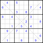 Судоку Х 9х9 #322 очень трудный