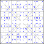 Судоку Х 16х16 #56 легкий