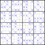 Судоку Х 16х16 #57 легкий