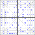 Судоку Х 16х16 #58 легкий