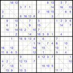 Судоку Х 16х16 #55 трудный