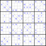 Судоку Х 16х16 #54 очень трудный