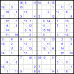 Судоку Х 16х16 #55 очень трудный