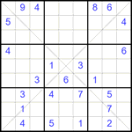 Судоку Х 9х9 #333 трудный