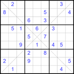 Судоку Х 9х9 #334 очень трудный