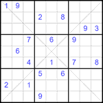 Судоку Х 9х9 #343 трудный