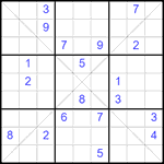 Судоку Х 9х9 #350 трудный