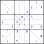 Судоку Х 9х9 #343 очень трудный