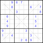 Судоку Х 9х9 #344 очень трудный