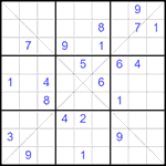 Судоку Х 9х9 #346 очень трудный