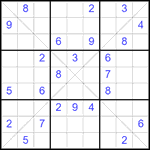 Судоку Х 9х9 #350 очень трудный