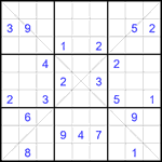 Судоку Х 9х9 #356 очень трудный