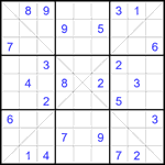 Судоку Х 9х9 #358 очень трудный