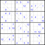 Судоку Х 12х12 #63 трудный