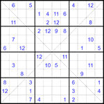 Судоку Х 12х12 #57 очень трудный