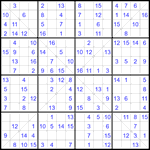 Судоку Х 16х16 #62 легкий