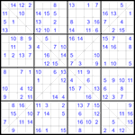 Судоку Х 16х16 #63 легкий