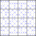 Судоку Х 16х16 #64 легкий