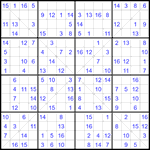 Судоку Х 16х16 #65 легкий
