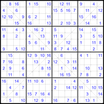 Судоку Х 16х16 #66 легкий