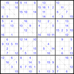 Судоку Х 16х16 #56 трудный