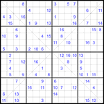 Судоку Х 16х16 #58 трудный