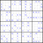 Судоку Х 16х16 #59 трудный