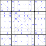 Судоку Х 16х16 #60 трудный