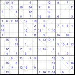 Судоку Х 16х16 #62 трудный