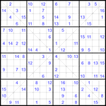 Судоку Х 16х16 #64 трудный