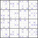 Судоку Х 16х16 #65 трудный