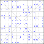 Судоку Х 16х16 #57 очень трудный