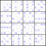 Судоку Х 16х16 #58 очень трудный