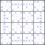 Судоку Х 16х16 #60 очень трудный