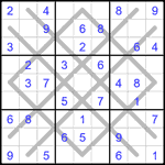 Судоку-аргайл 9х9 #3 легкий Судоку-аргайл 9х9 #3 легкий