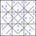 Судоку-аргайл 9х9 #20 легкий Судоку-аргайл 9х9 #20 легкий