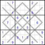 Судоку-аргайл 9х9 #1 очень трудный