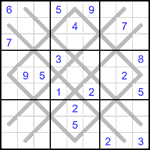 Судоку-аргайл 9х9 #3 очень трудный